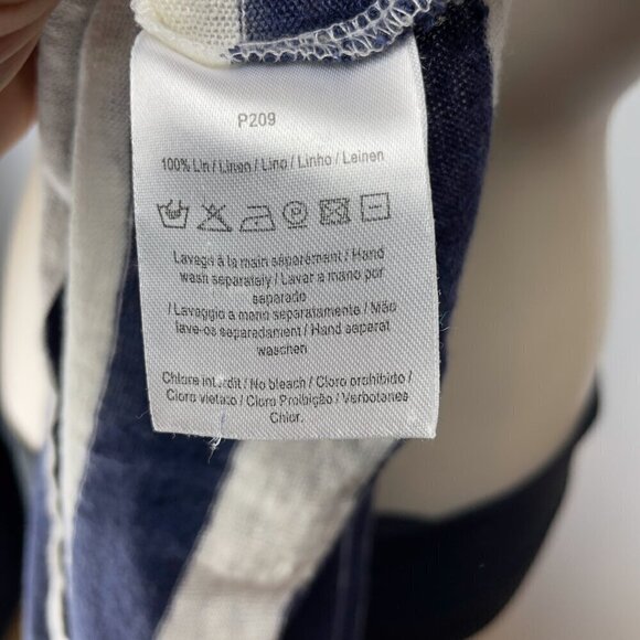 GERARD DAREL 100% Linen Boat Neck Classic Striped Navy White T-Shirt Top sz 1 - Picture 5 of 6